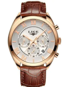 Luxury Men's Waterproof Quartz Chronograph Leather Watch