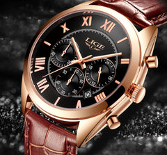 Luxury Men's Waterproof Quartz Chronograph Leather Watch